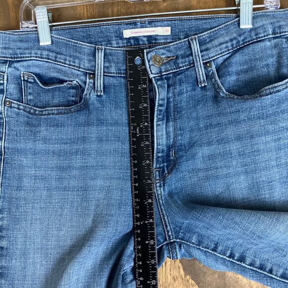 Signature Levi Strauss Womens Jeans Blue Denim Mid Rise Slim Straight Stretch 31 - Picture 7 of 11